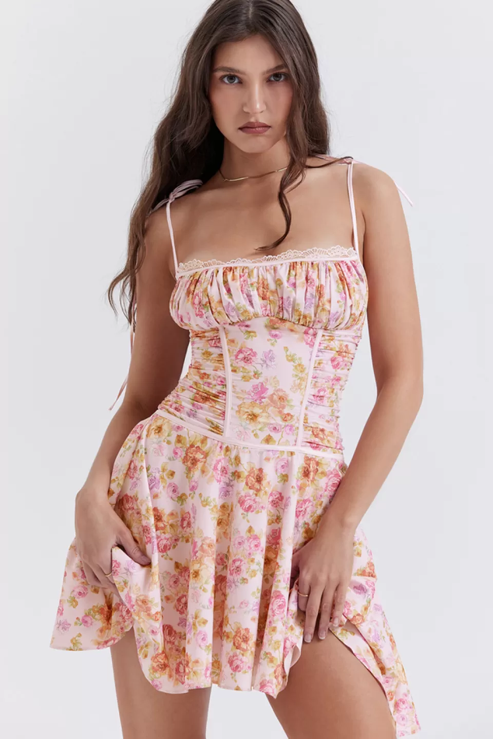 House of CB 'Alejandra' Light Lavender Print Corset Dress Fashion