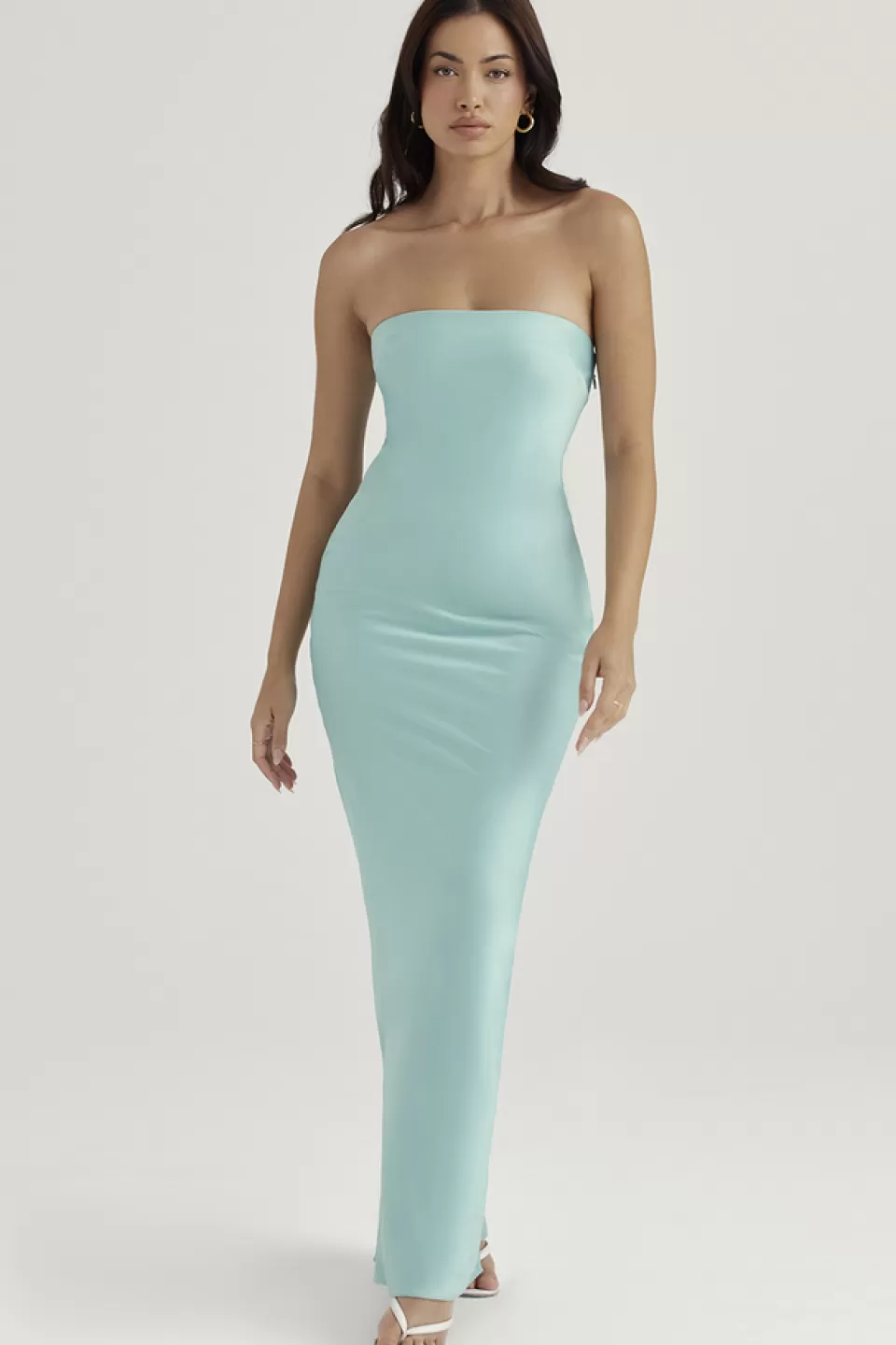 House of CB 'Alette' Jade Satin Strapless Maxi Dress Cheap