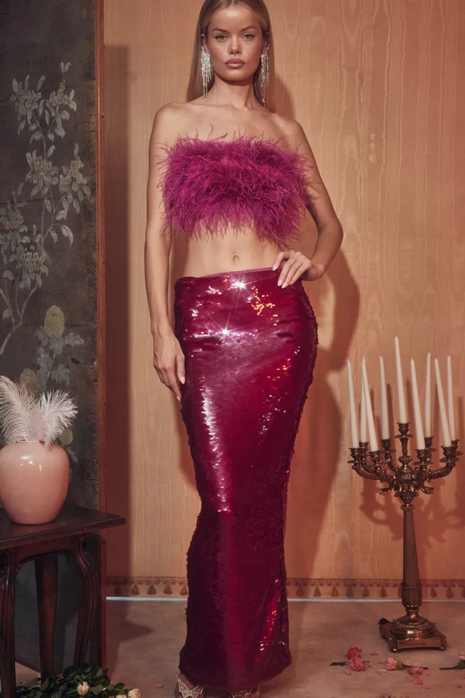 House of CB 'Alexis' Hot Pint Sequin Maxi Skirt New