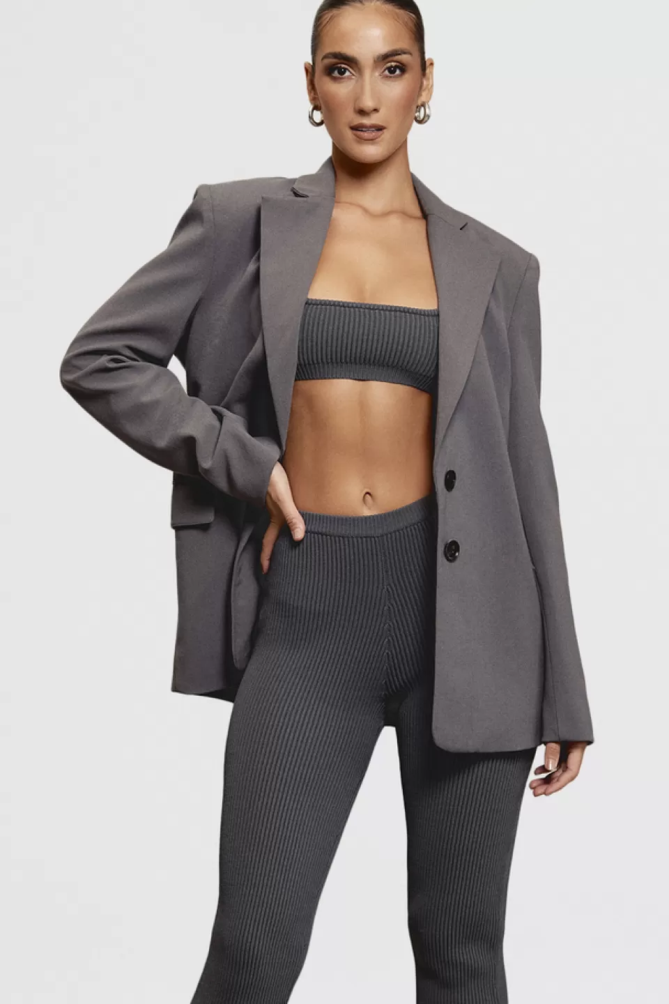 House of CB 'Aline' Dark Grey Oversized Blazer Best