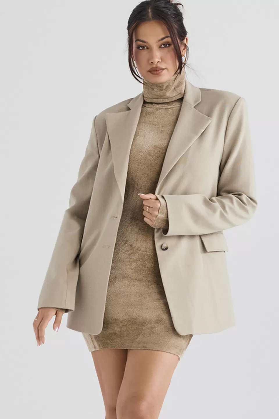 House of CB 'Aline' Mink Oversized Blazer New