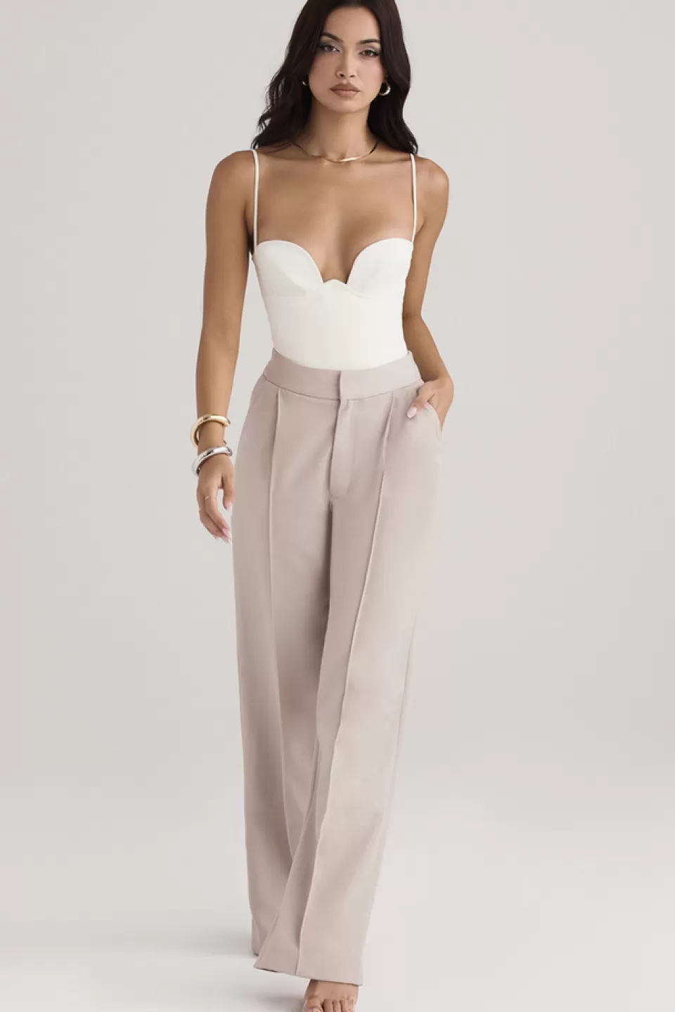 House of CB 'Alivia' Beige Loose Fit Trousers Store