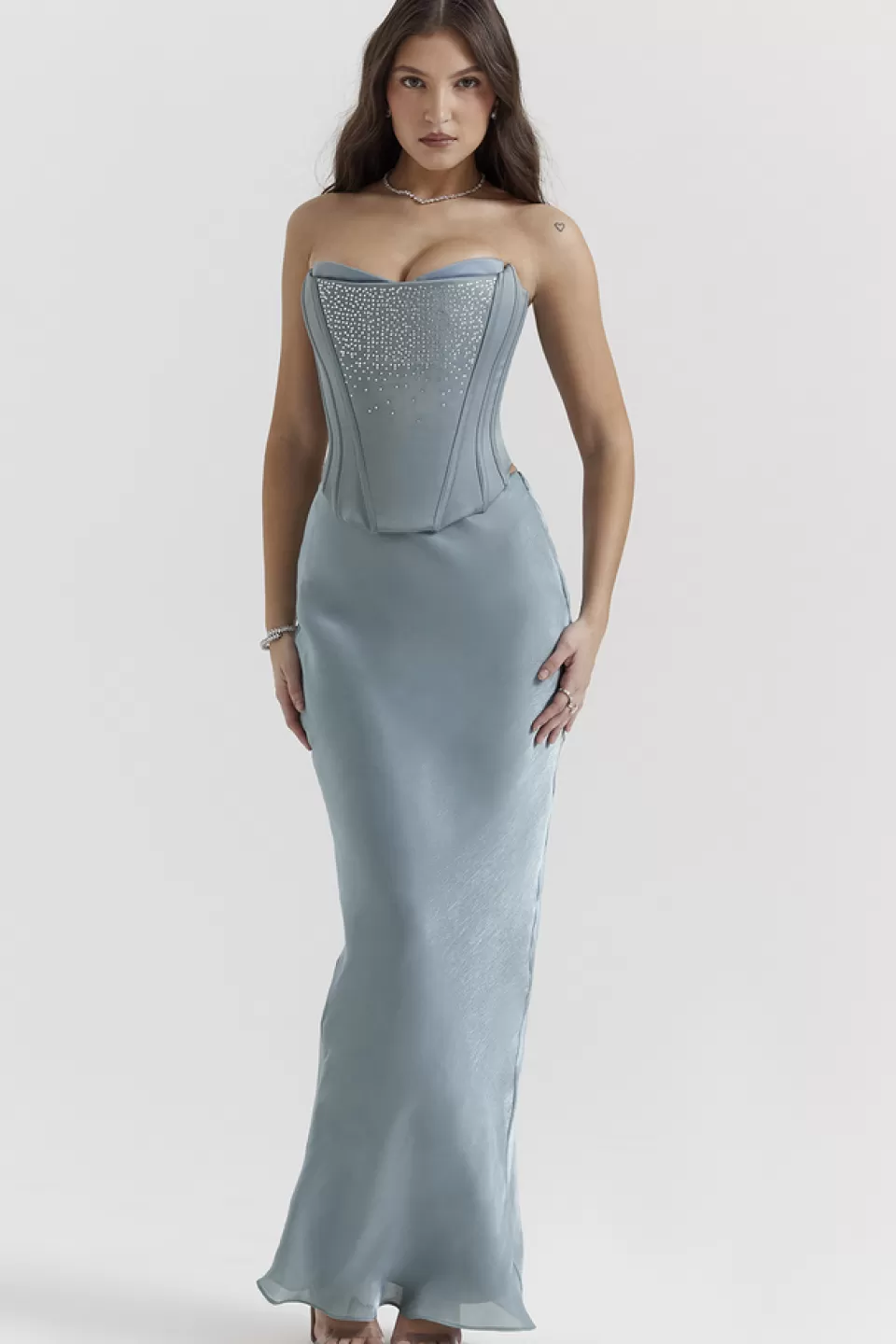 House of CB 'Amadi' Cool Blue Floor Length Maxi Skirt Store
