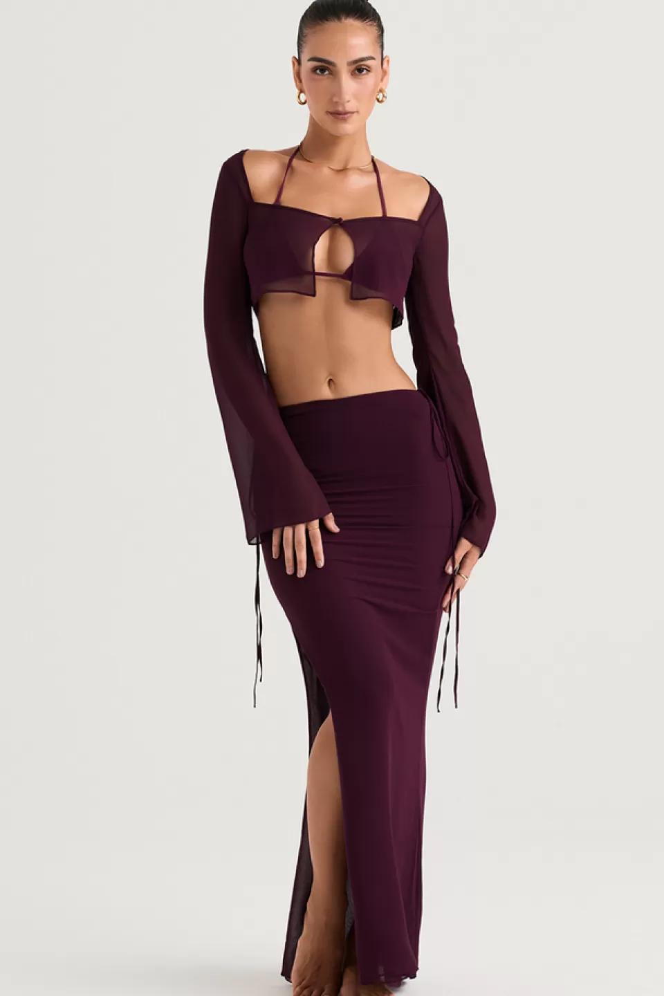 House of CB 'Amalfi' Prune Cutout Maxi Skirt Shop