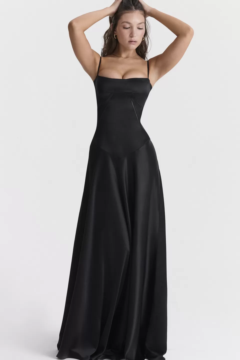 House of CB 'Anabella' Black Lace Up Maxi Dress Flash Sale