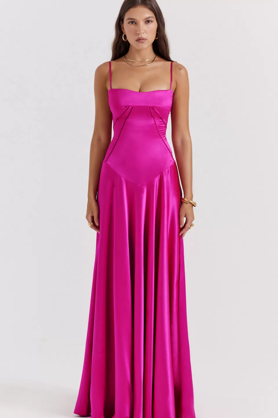 House of CB 'Anabella' Fuchsia Lace Up Maxi Dress Cheap