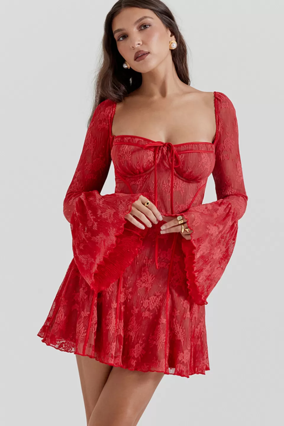 House of CB 'Analissa' Scarlet Lace Corset Dress Hot