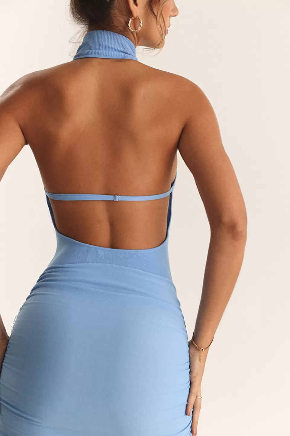 House of CB 'Anura' Soft Blue Knit Halter Dress Discount