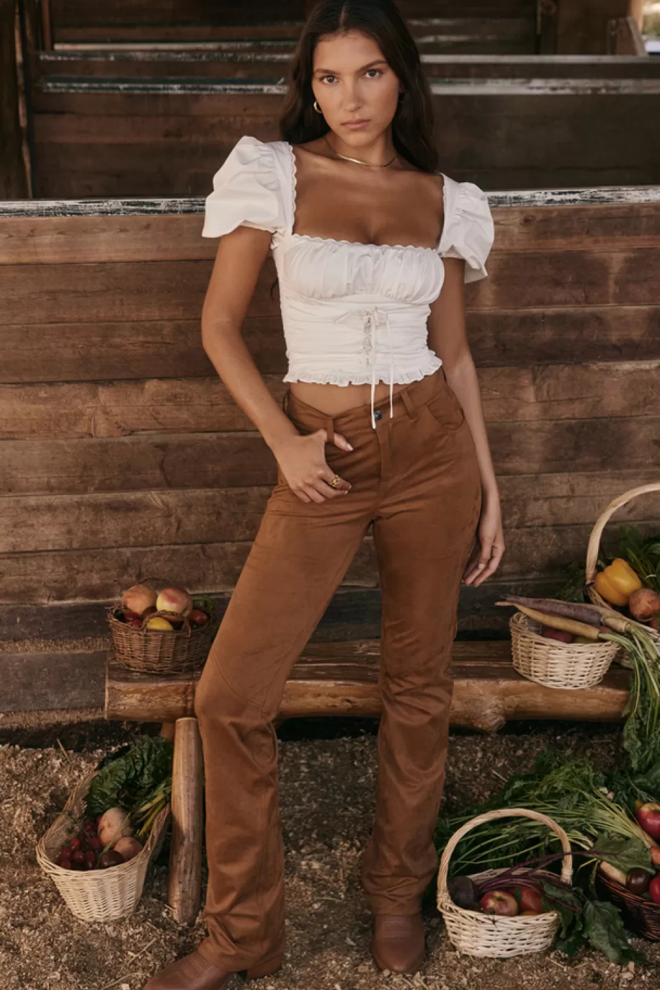 House of CB 'Apollo' Tan Vegan Suede Trousers New