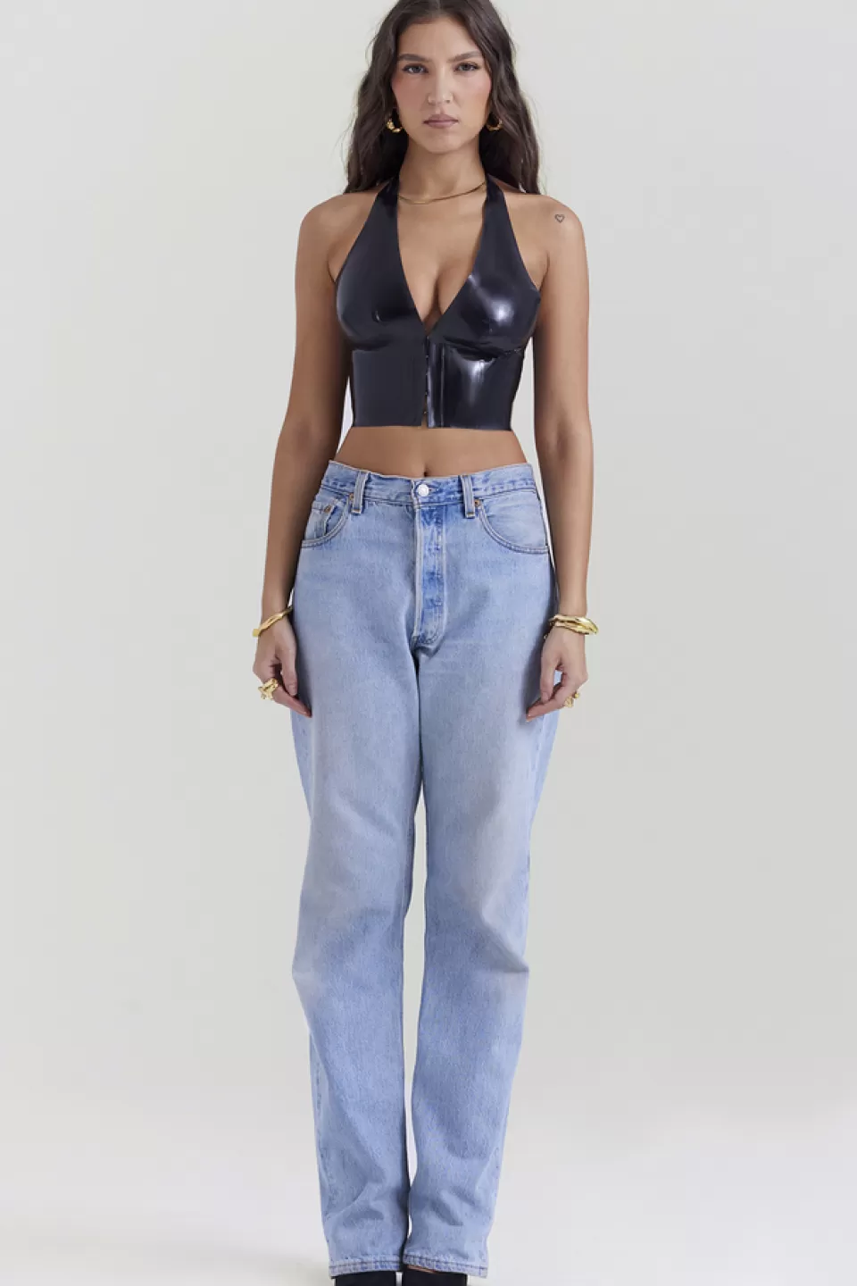 House of CB 'Ariadne' Black Latex Halter Top Cheap
