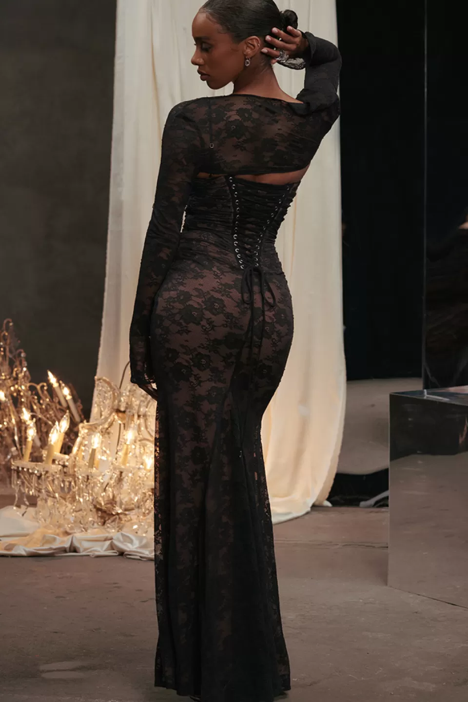 House of CB 'Artemis' Black Lace Maxi Dress Best