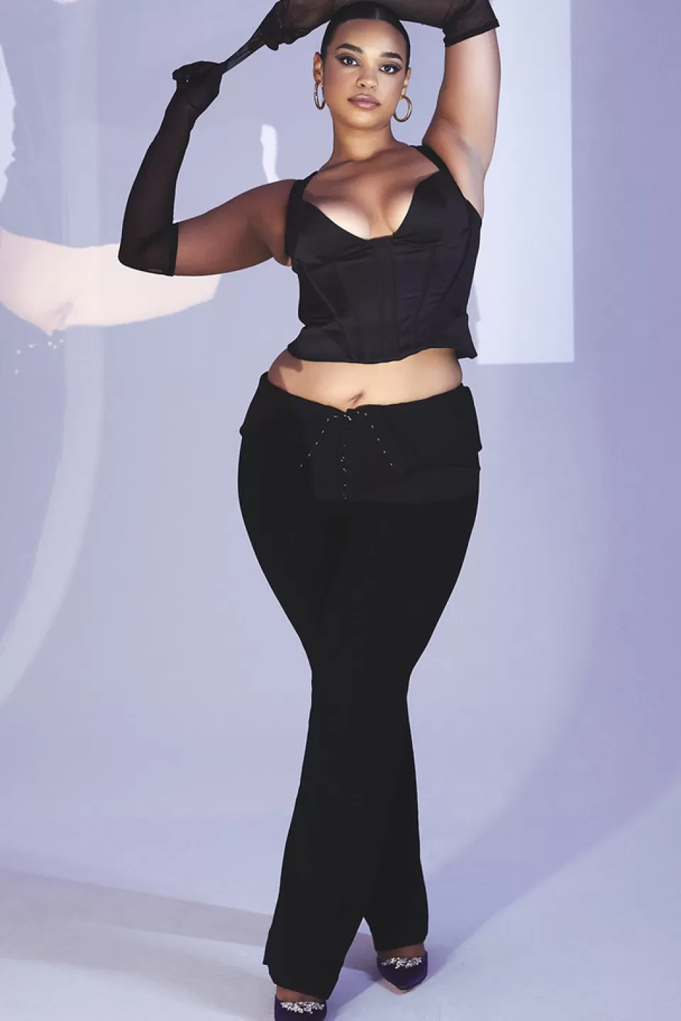House of CB 'Ava' Black Fold Front Trousers Discount