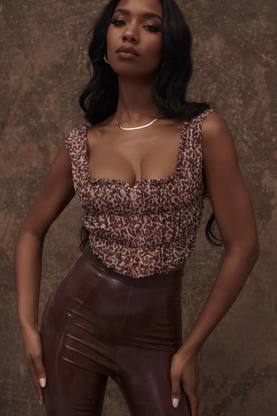 House of CB 'Carly' Animal Print Ruched Corset Outlet