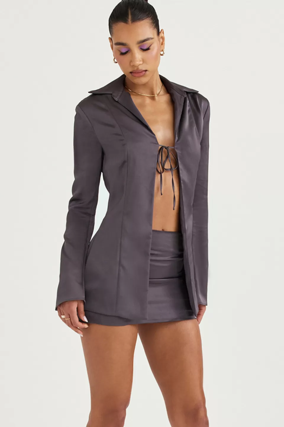 House of CB 'Catalina' Shadow Satin A-Line Mini Skirt Sale