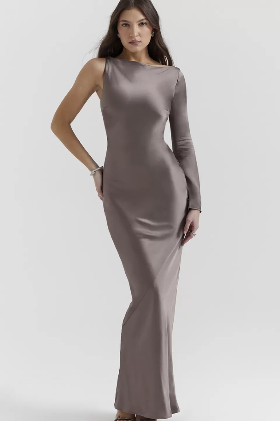 House of CB 'Catiana' Smoke One Sleeve Maxi Dress Cheap