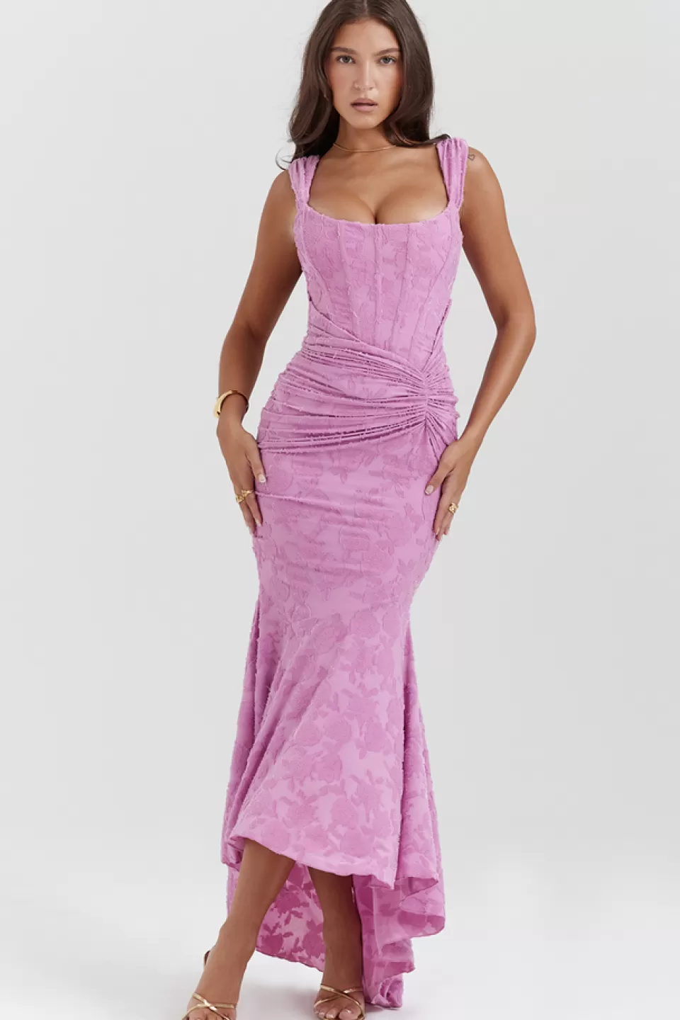 House of CB 'Cesca' Rose Pink Floral Maxi Dress Outlet