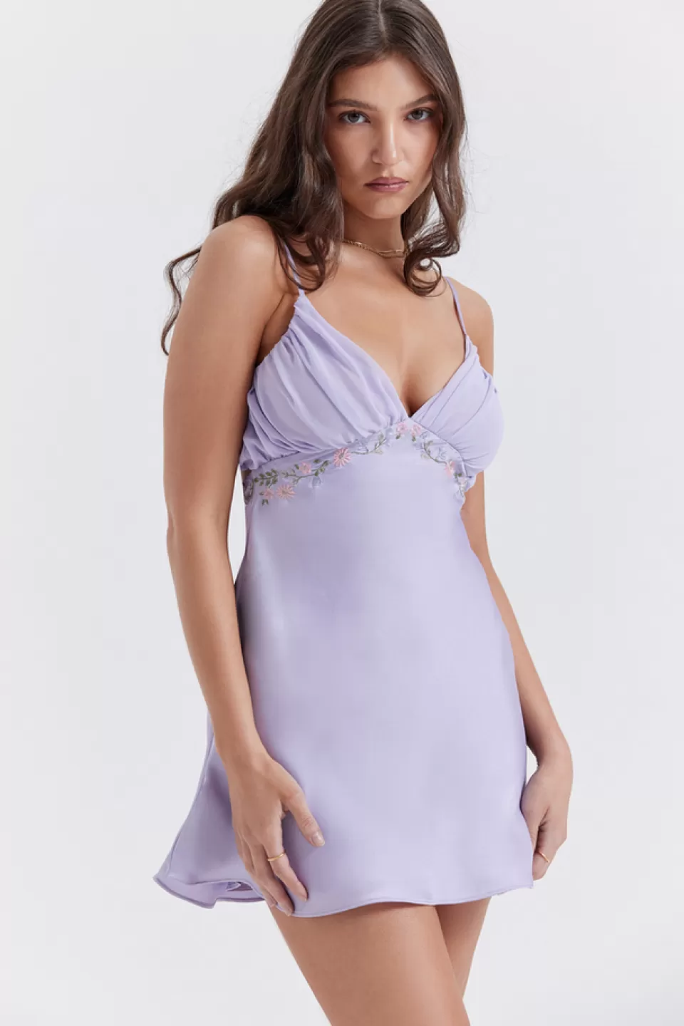 House of CB 'Christa' Embroidered Lavender Mini Dress Sale