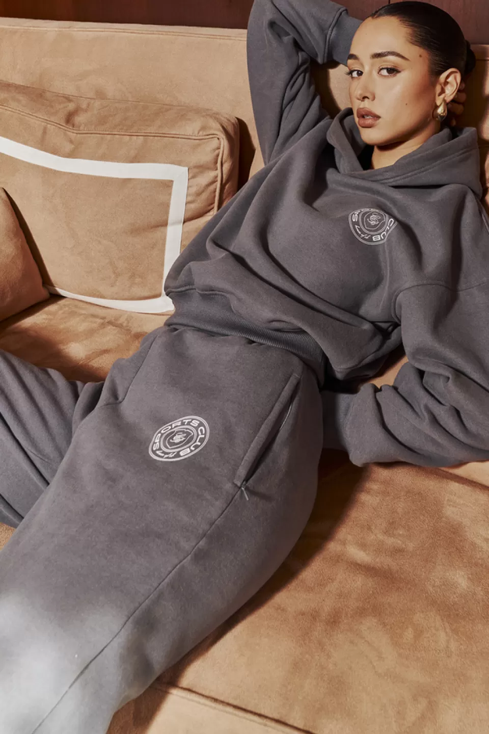 House of CB 'Coast' Slate Fleece Back Jogging Trousers Store