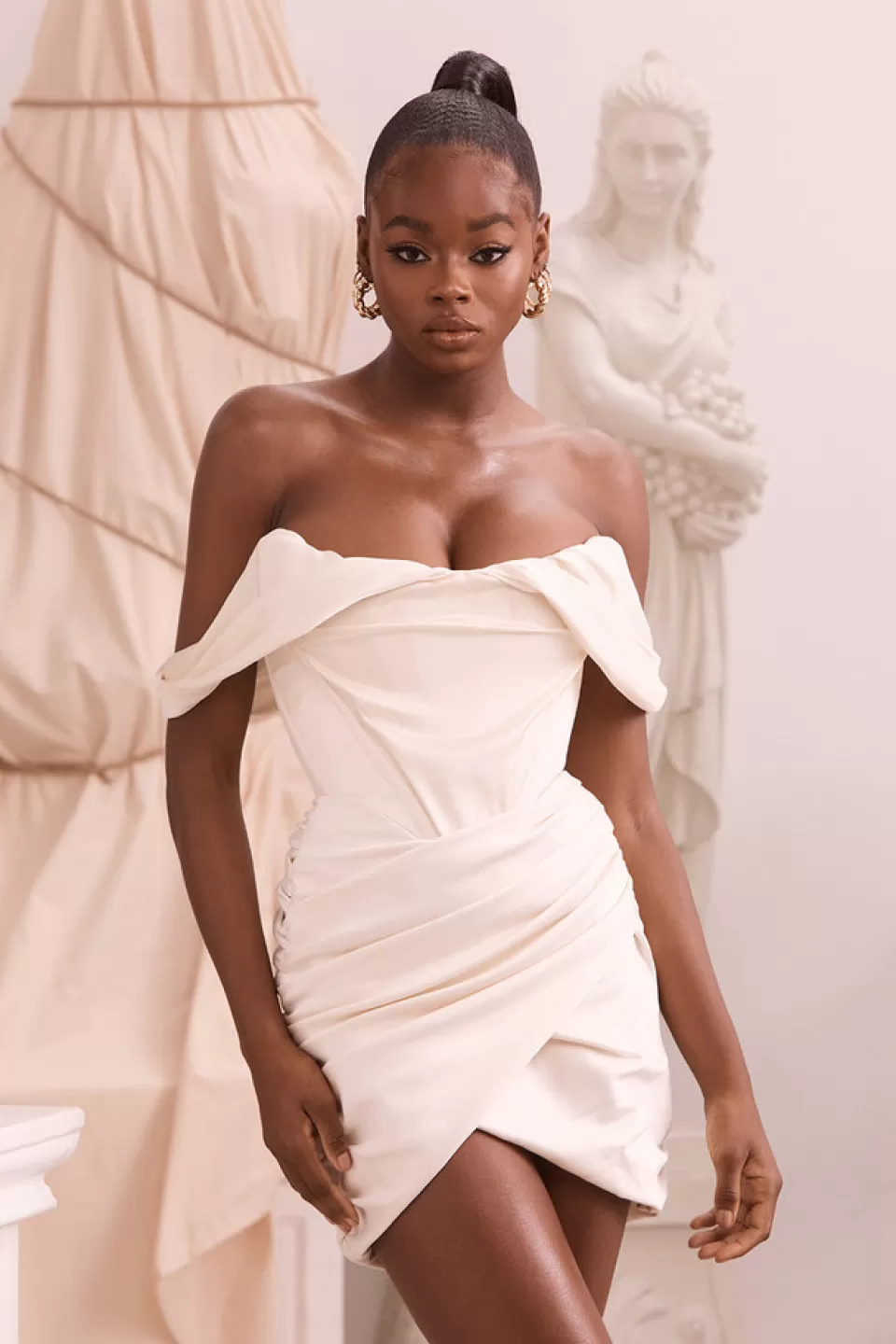 House of CB 'Coraline' Ivory Satin Corset Dress New