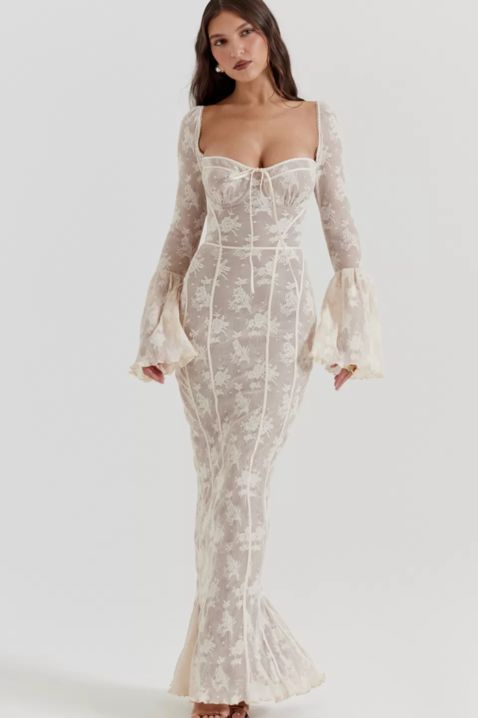 House of CB 'Delilah' Vintage Cream Lace Maxi Dress Sale