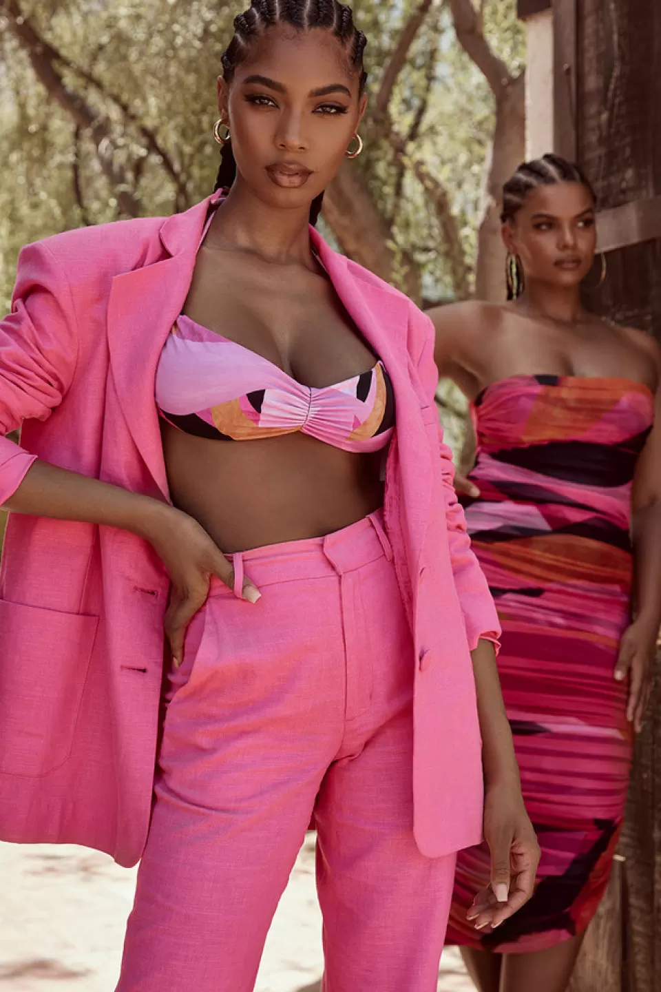 House of CB 'Domina' Pink Oversized Linen Blend Blazer Outlet