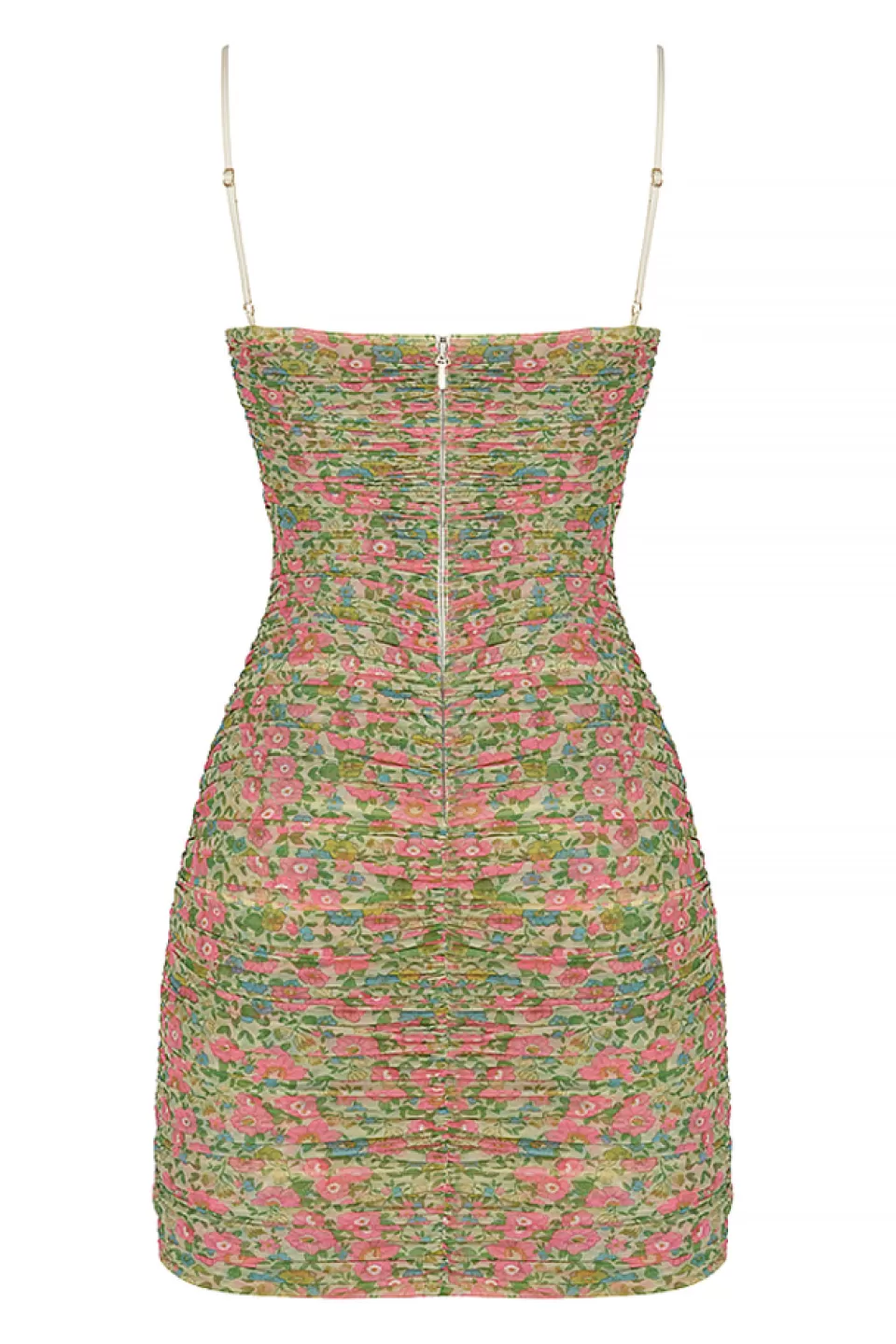 House of CB 'Ella' Vintage Floral Ruched Organza Mesh Mini Dress Discount