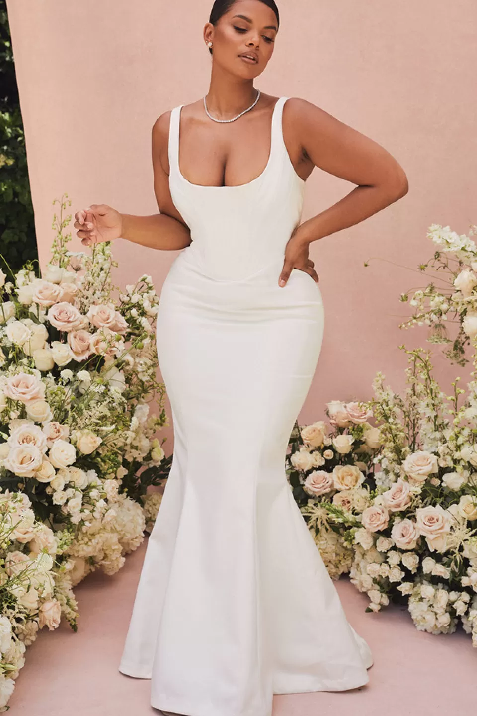 House of CB 'Estelle' Ivory Satin Mermaid Bridal Gown - Limited Edition New
