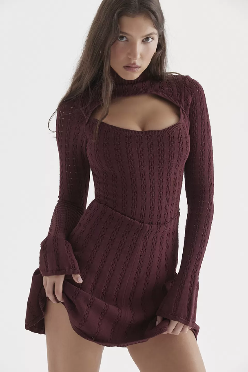 House of CB 'Evalina' Wine Knit Corset Dress Cheap