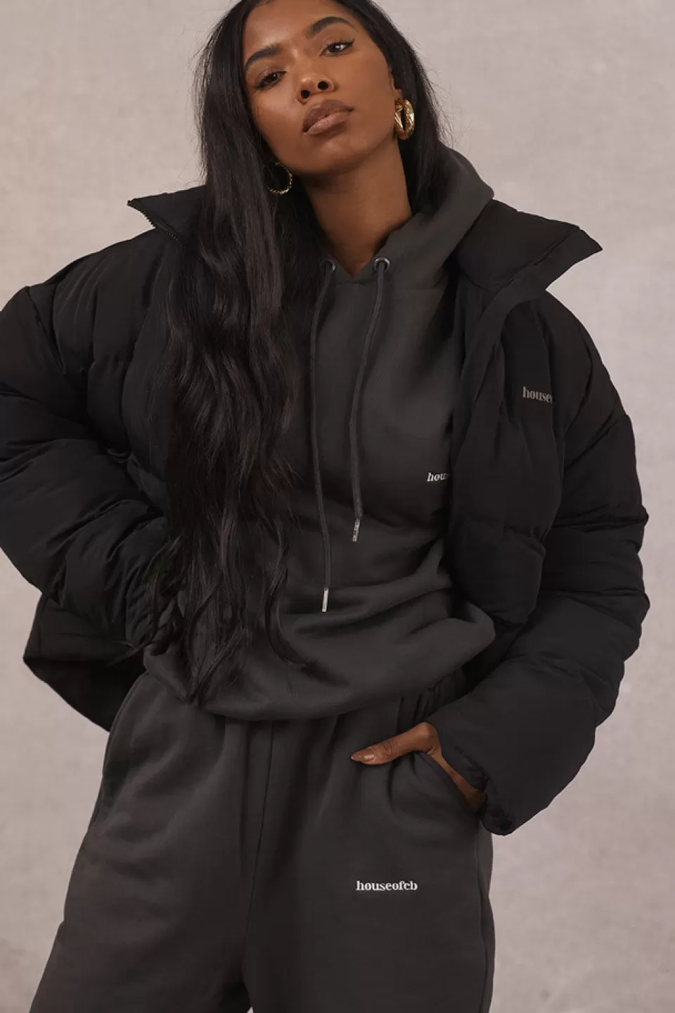 House of CB 'Hero' Ink Oversized C Shape Puffer Jacket Cheap