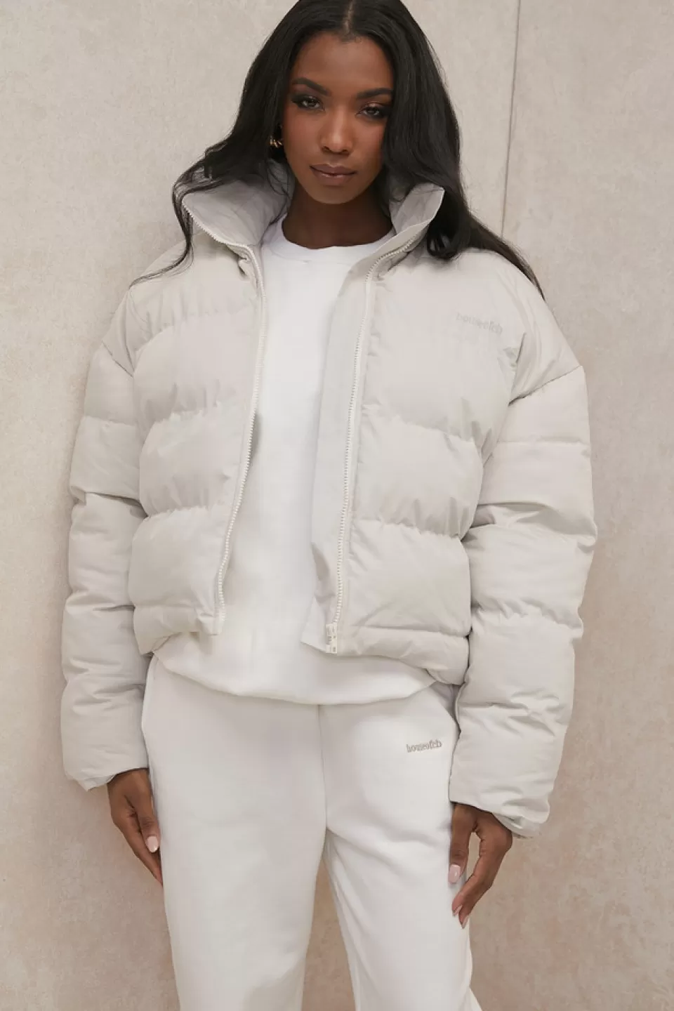 House of CB 'Hero' Ivory Oversized C Shape Puffer Jacket Fashion
