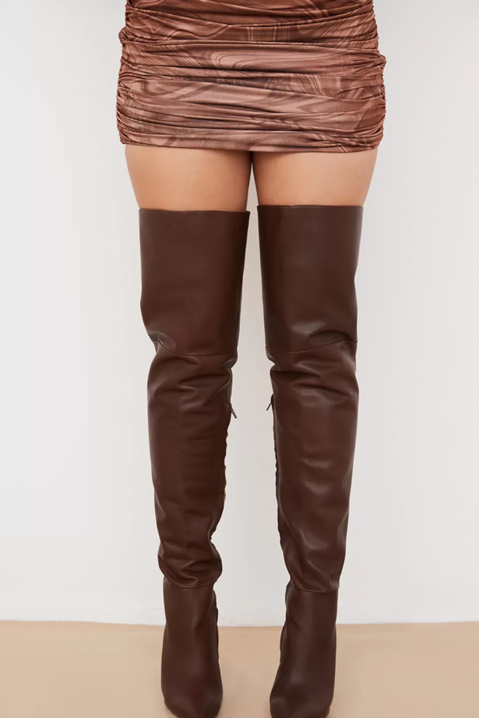 House of CB 'Lomax' Chocolate Real Leather Thigh Boots Best Sale