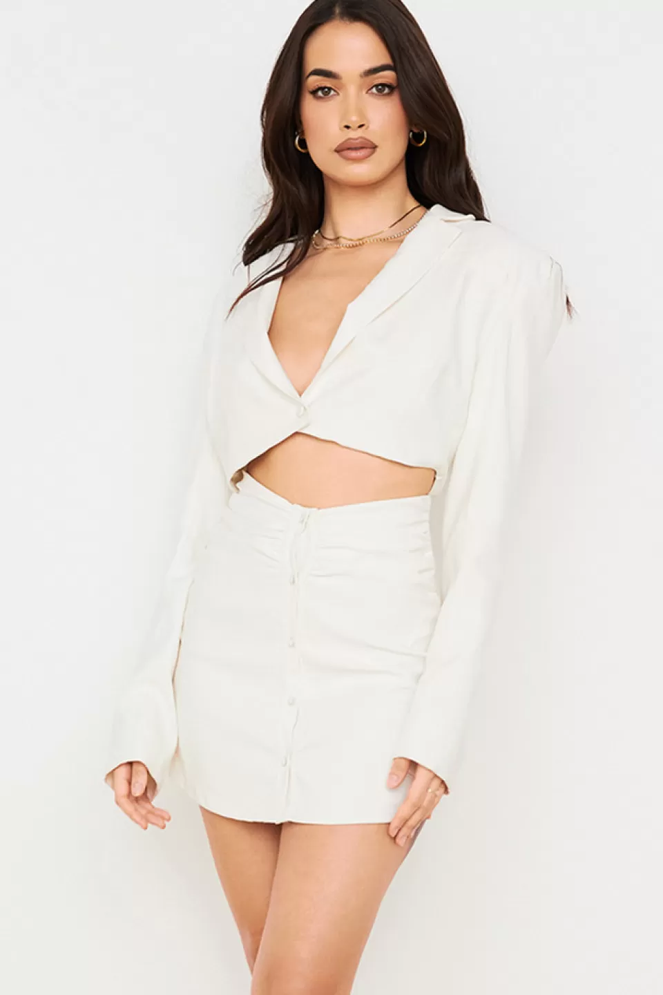 House of CB 'Lucille' Ivory Cut Out Shirt Dress Fashion