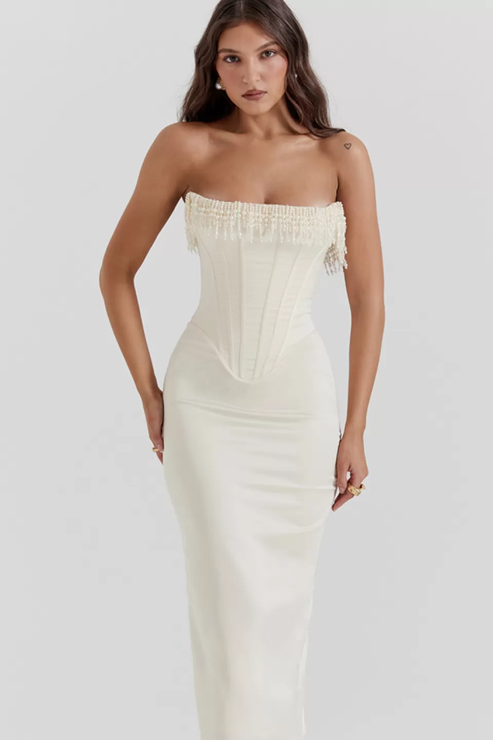 House of CB 'Nalita' Vintage Cream Embellished Strapless Dress Best