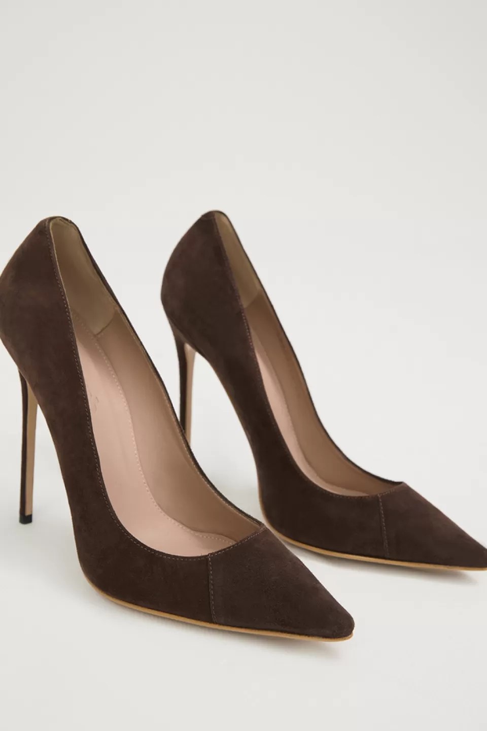 House of CB 'PARIS' 5' Chocolate Suede Pointy Toe Heels Flash Sale