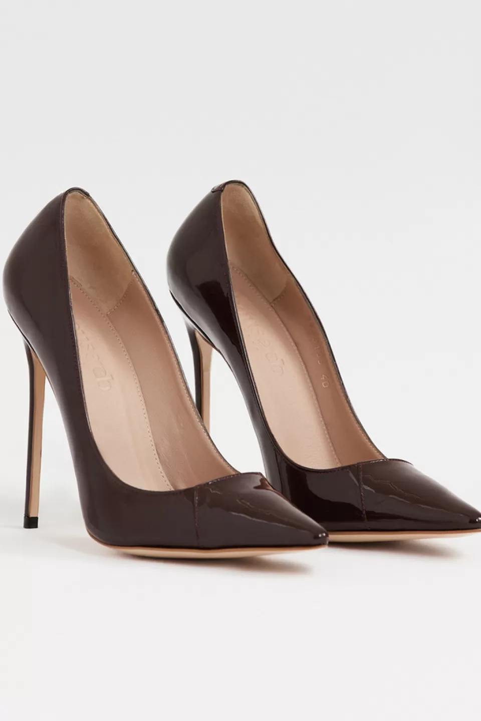House of CB 'PARIS' 5' Paint Brown Patent Leather Pointy Toe Heels Flash Sale