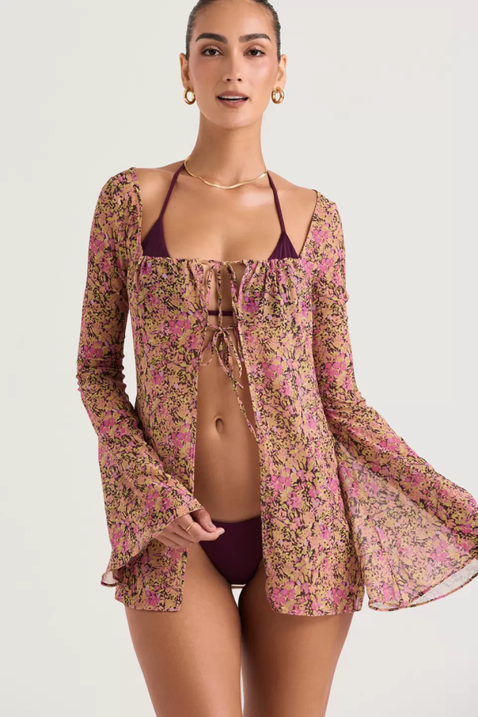 House of CB 'Provence' Olive Floral Cover Up Sale