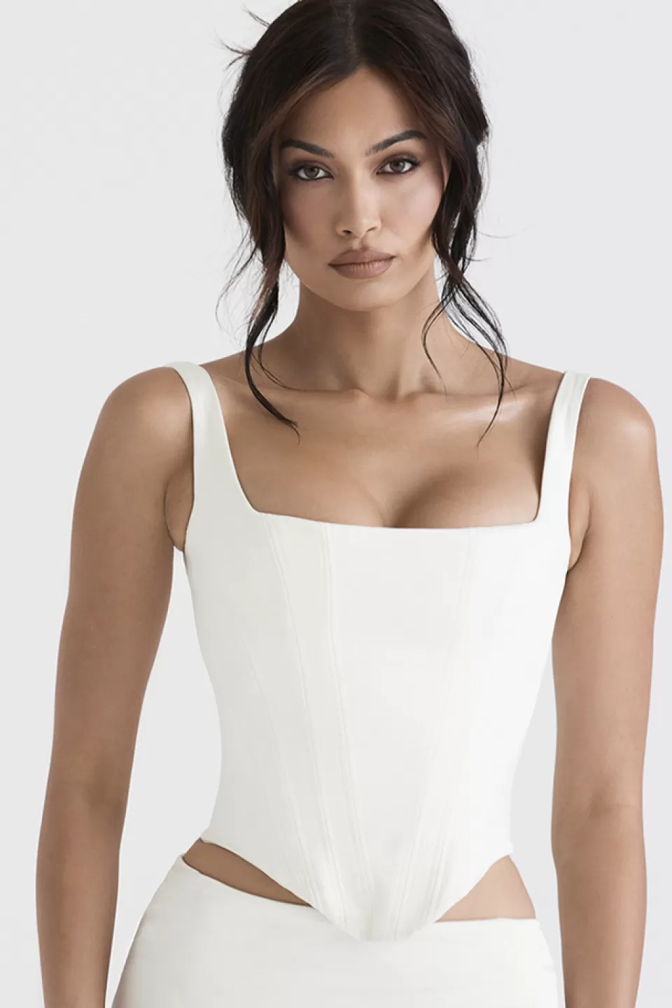 House of CB 'Rafa' Ivory Satin Longline Corset Discount