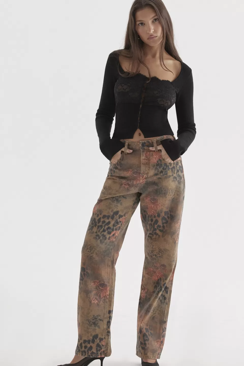 House of CB 'Samia' Floral Printed Jeans Cheap