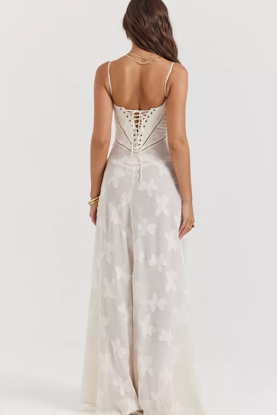 House of CB 'Seren' Vintage Cream Floral Lace Back Maxi Dress Cheap