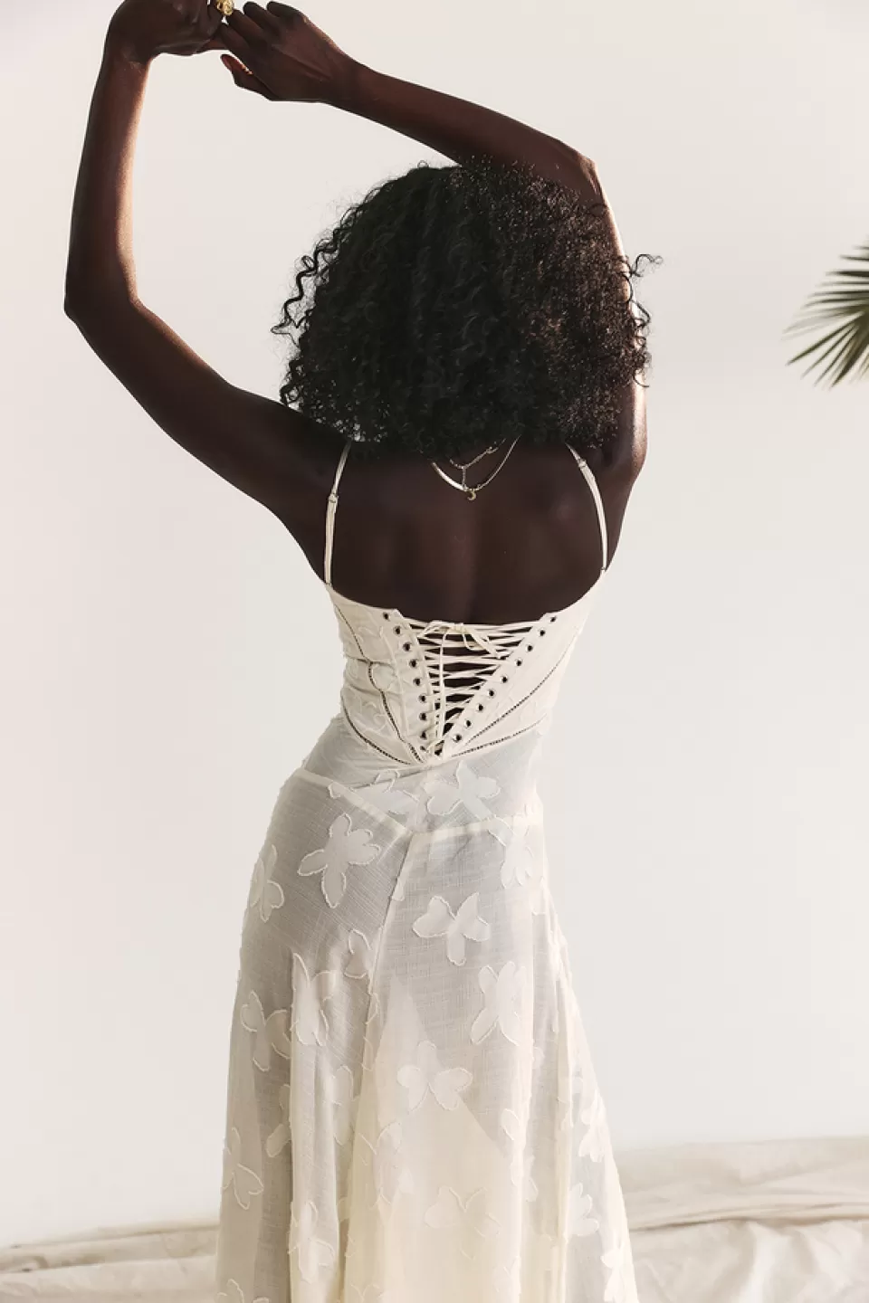 House of CB 'Seren' Vintage Cream Floral Lace Back Maxi Dress Cheap