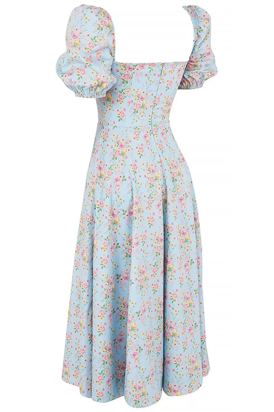 House of CB 'Tallulah' Blue Vintage Floral Puff Sleeve Midi Dress Discount