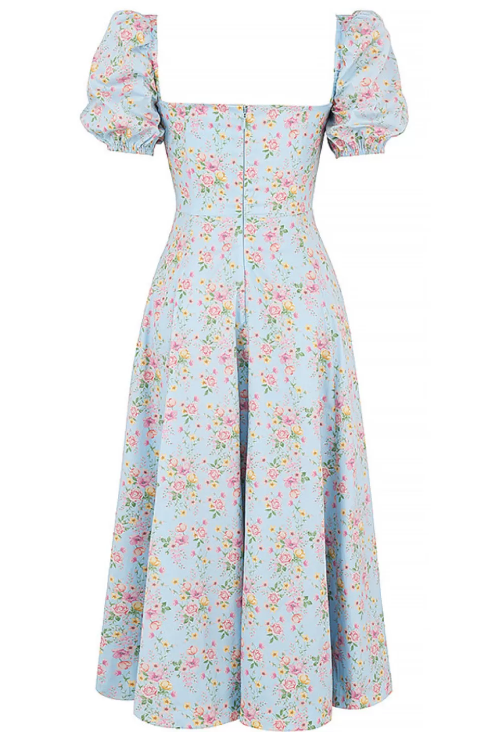 House of CB 'Tallulah' Blue Vintage Floral Puff Sleeve Midi Dress Discount