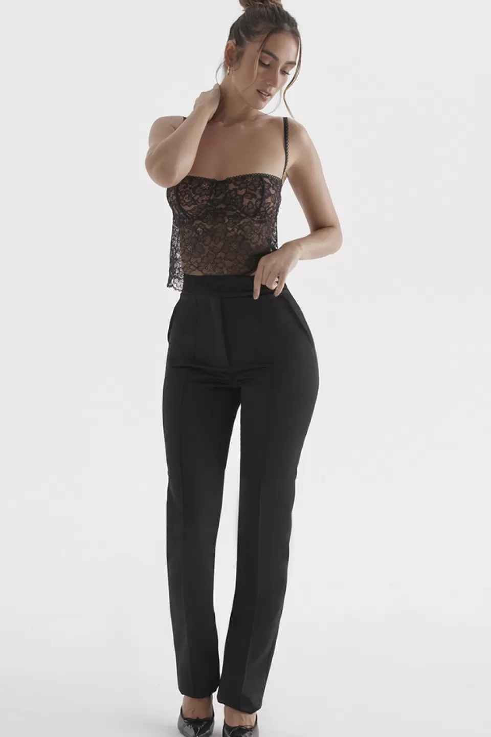 House of CB 'Tansy' Black Satin Trousers Cheap