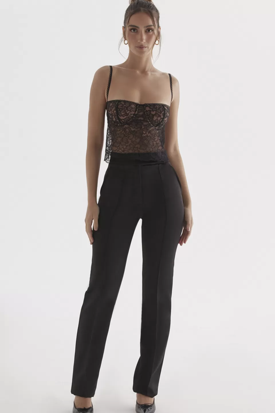 House of CB 'Tansy' Black Satin Trousers Cheap