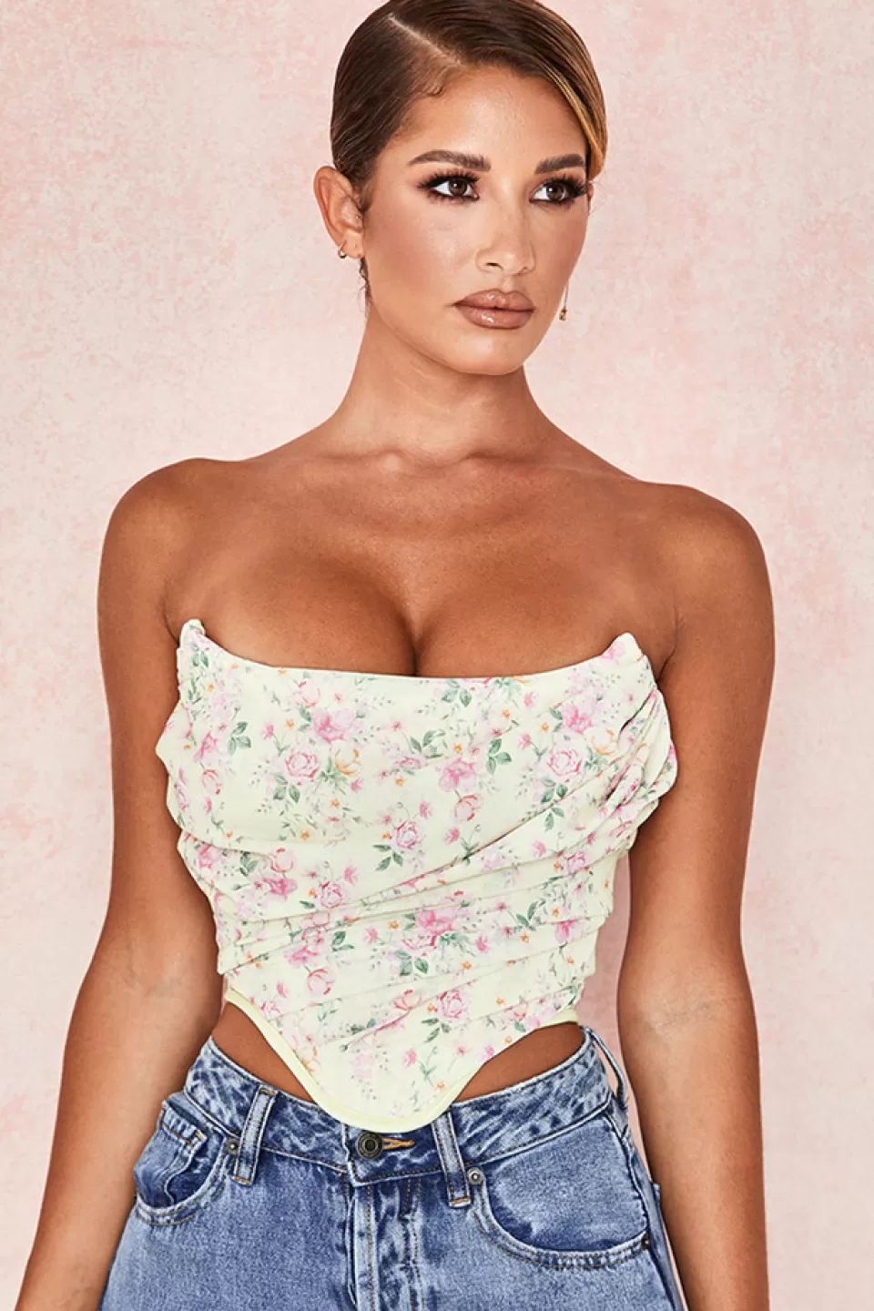 House of CB 'Vivienne' Lemon Floral Corset Store