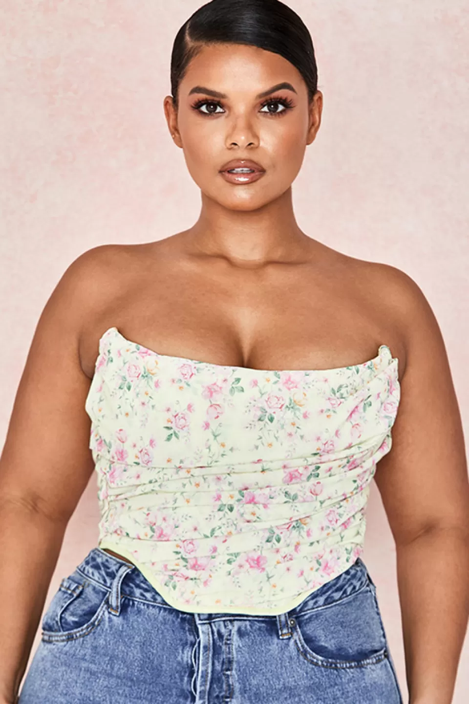 House of CB 'Vivienne' Lemon Floral Corset Store