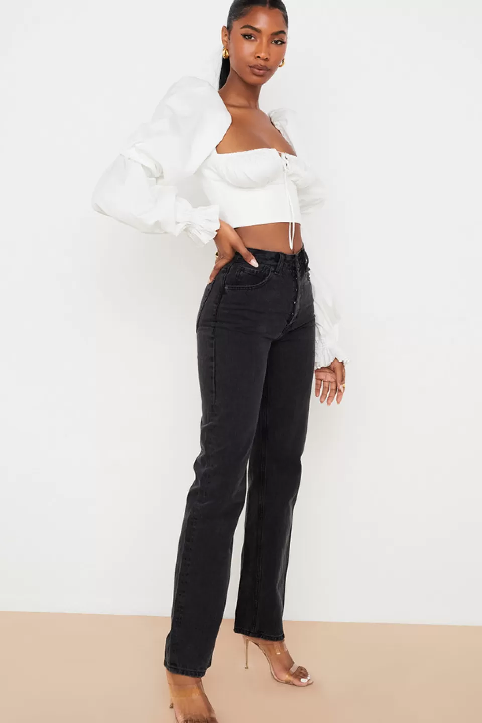 House of CB 'Yara' Black Vintage Fit High Waist Jeans Fashion