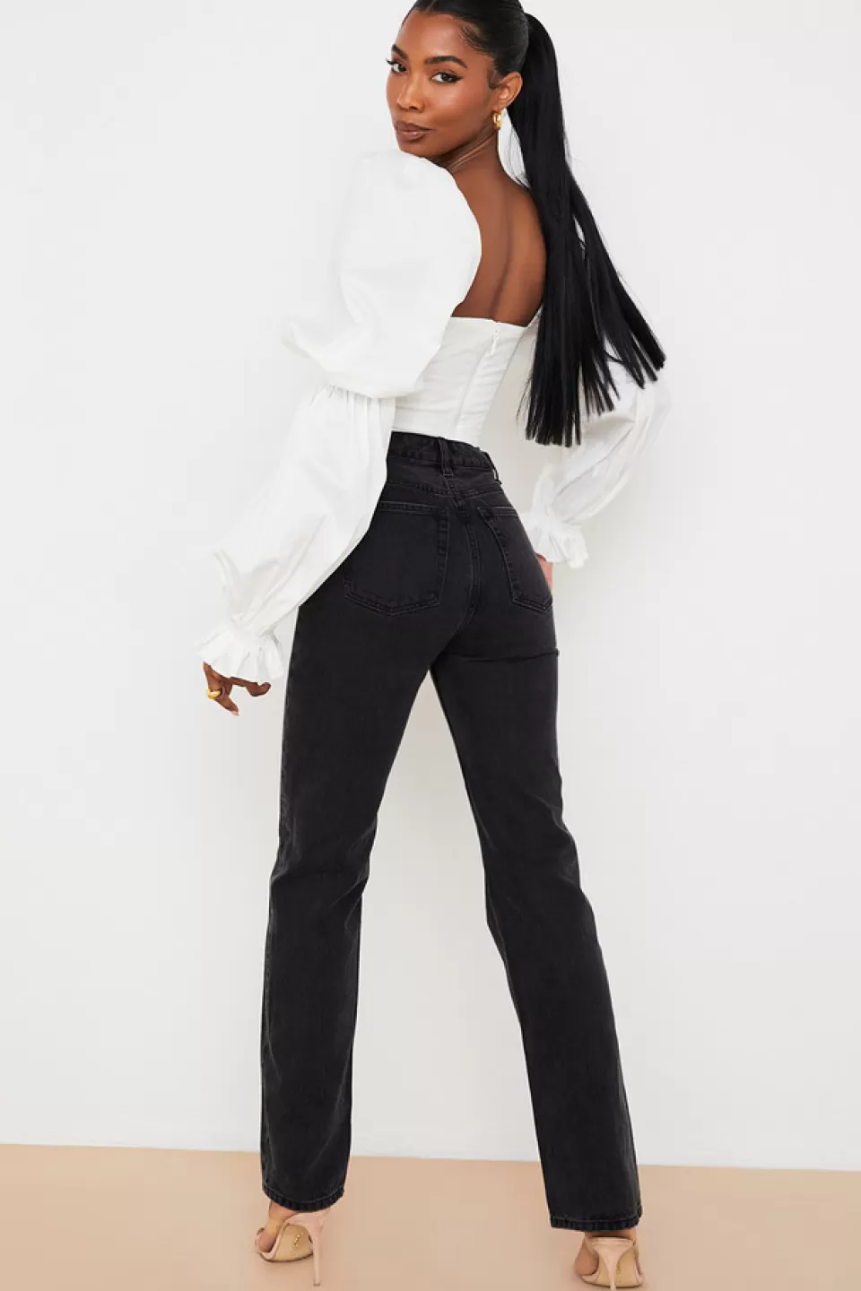 House of CB 'Yara' Black Vintage Fit High Waist Jeans Fashion